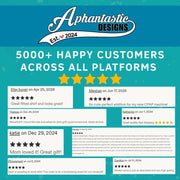 The image is a colorful abstract background with text describing the shop's 5 star rating and 100% response rate.
