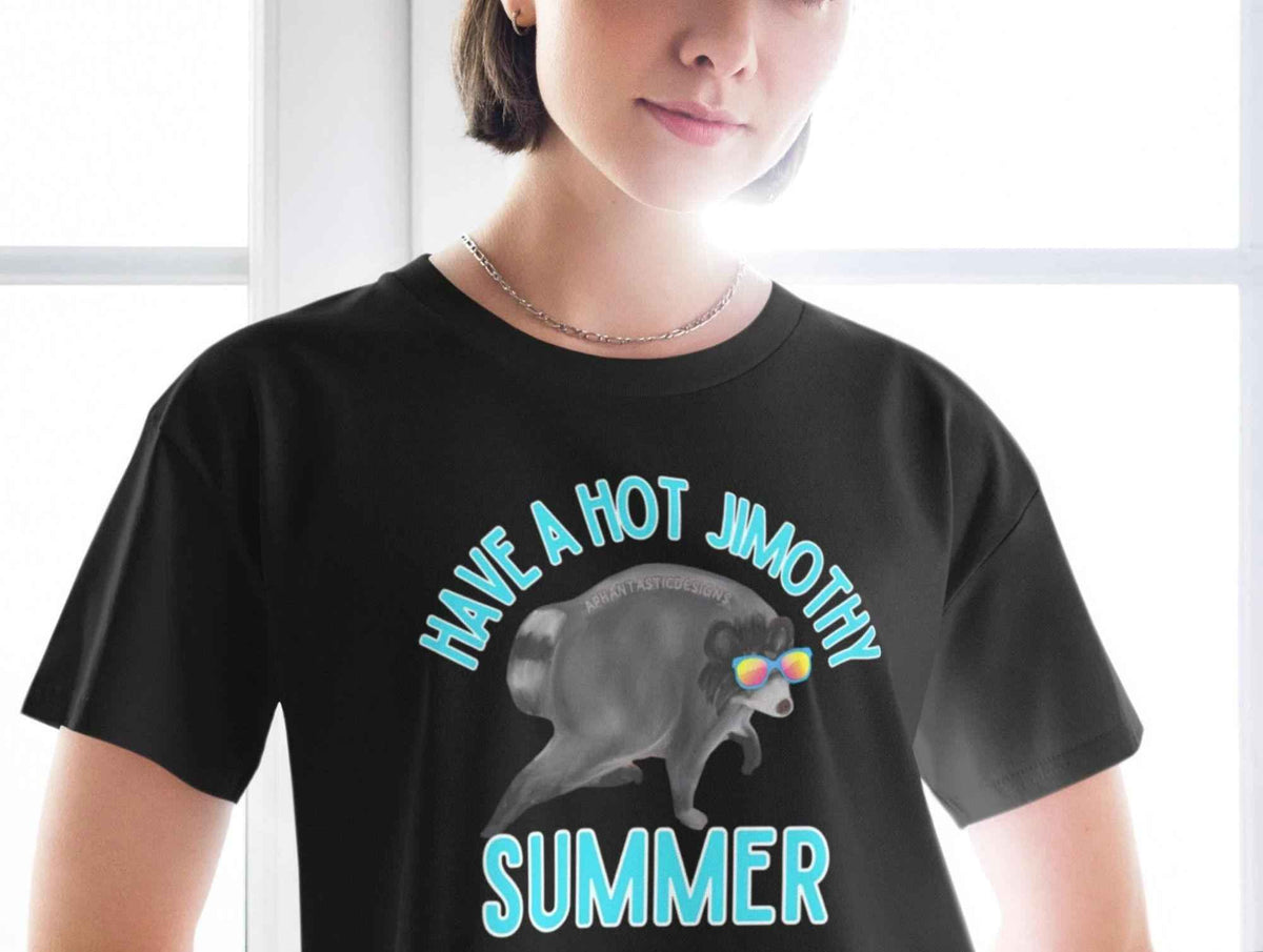 Hot Jimothy Summer Raccoon Baby Tee Crop Top - Funny Graphic Y2K Shirt