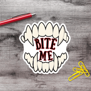 Bite Me Vampire Fangs Vinyl Sticker - Aphantastic Designs