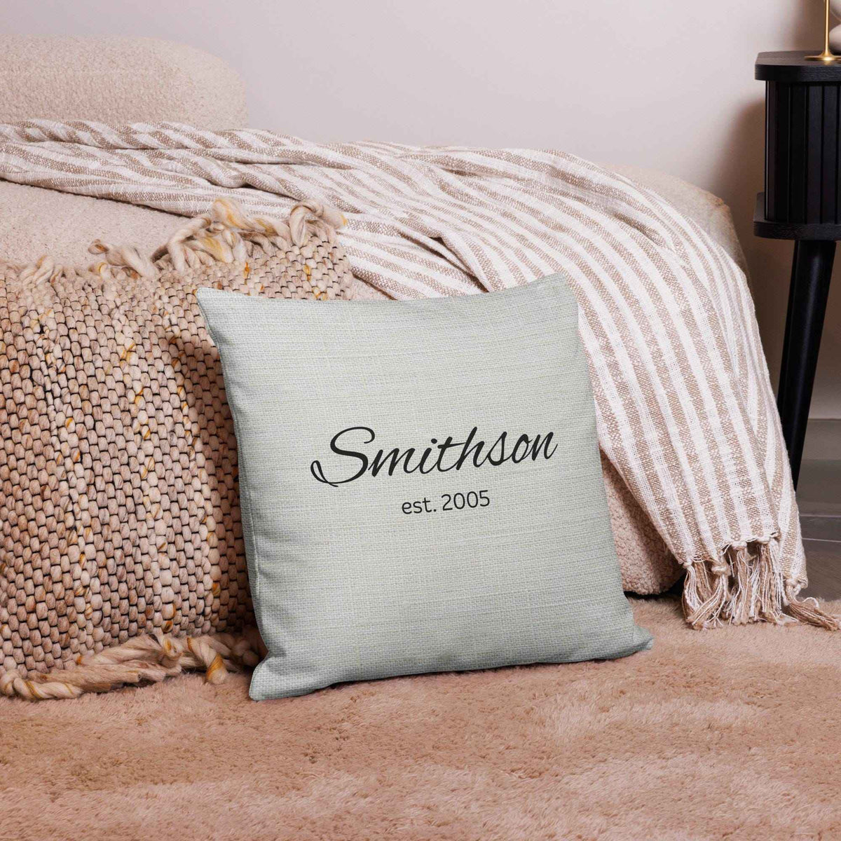 Custom Family Name Throw Pillow