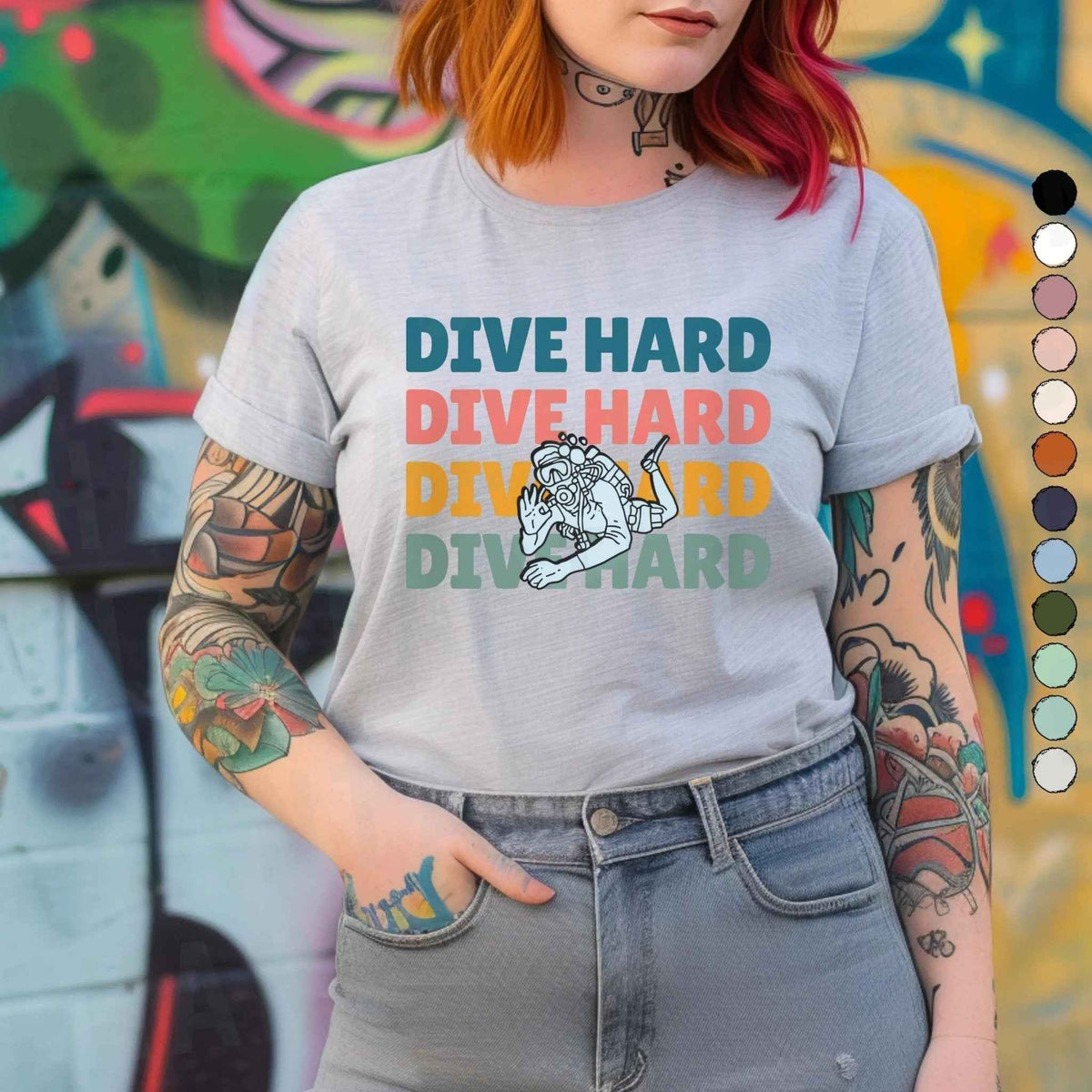 Dive Hard Scuba Diver T-Shirt | Baby Toddler Adult