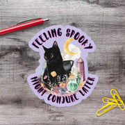 Feeling Spooky Black Cat Witchy Halloween Vinyl Sticker