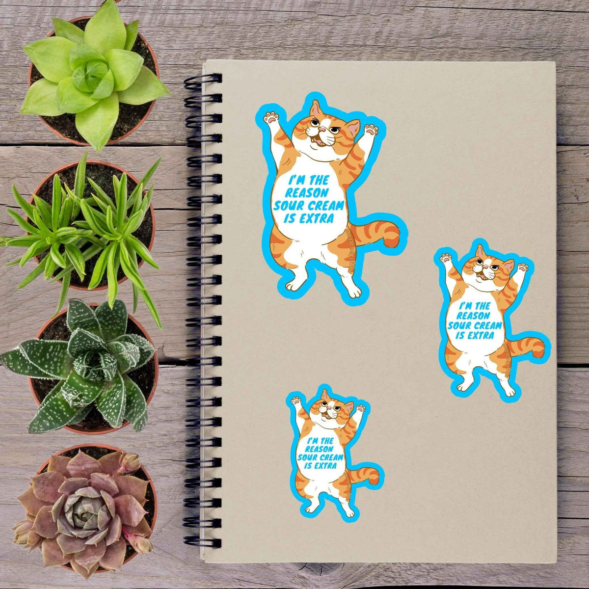 Orange Cat Sour Cream Lover Vinyl Sticker