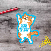 Orange Cat Sour Cream Lover Vinyl Sticker